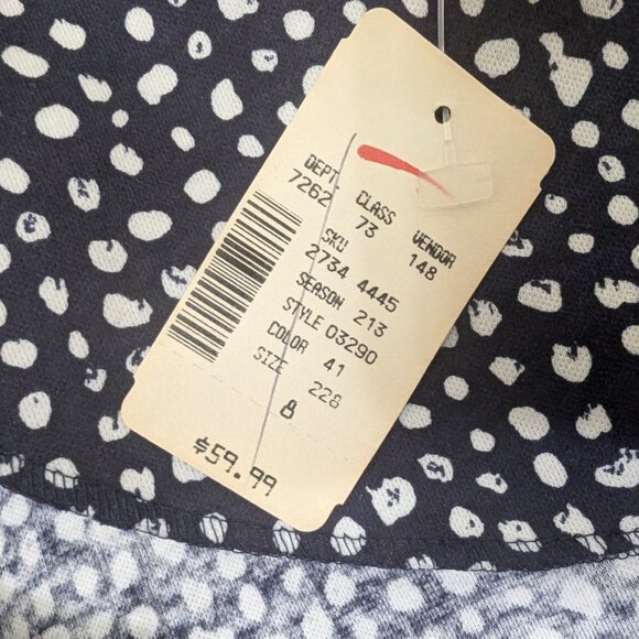 Vintage J.B. Wright Ltd Petites 80s Button Up Blue Polkadot Dress - Size 8 (NWT) - Picture 10 of 13